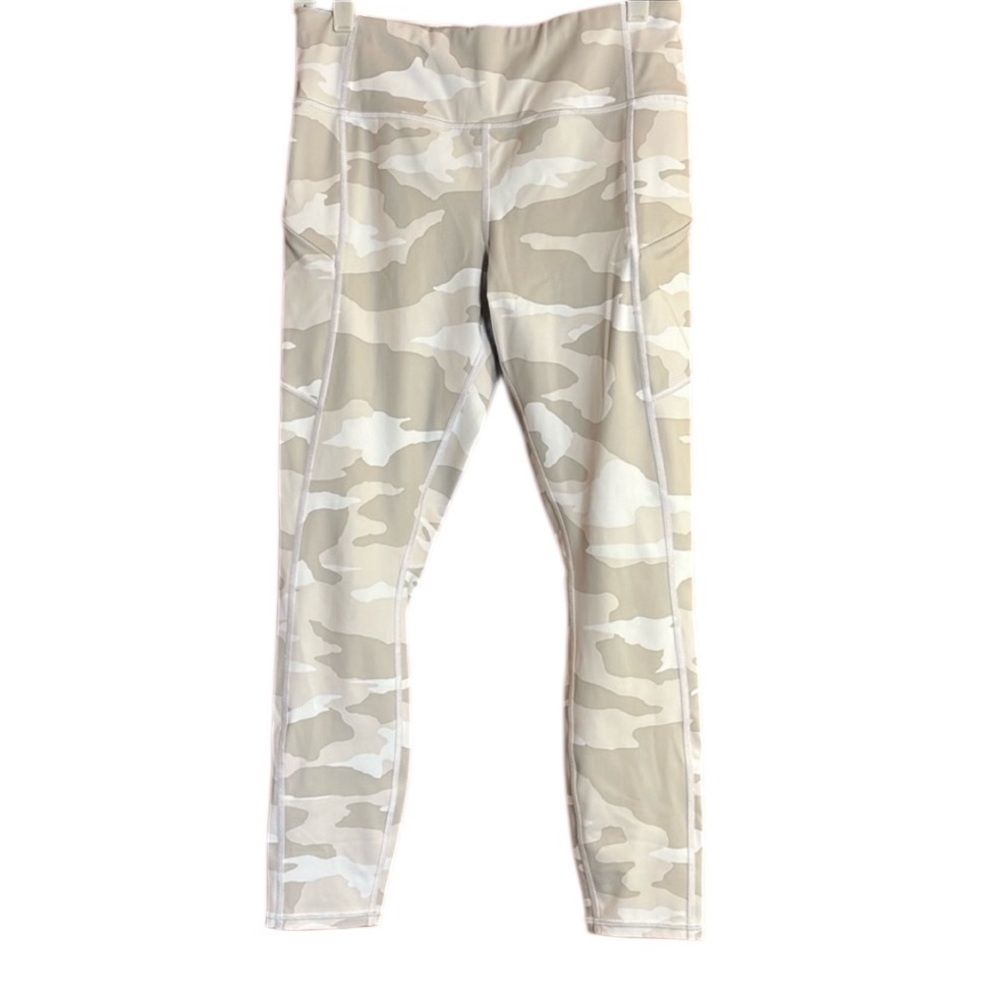 Athleta Camo Contenders 7/8 Leggings With Zip Pockets, Drawstring